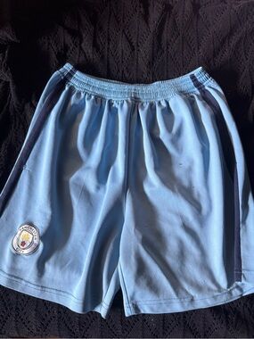 Light Blue Kids Athletic Shorts with Team Crest